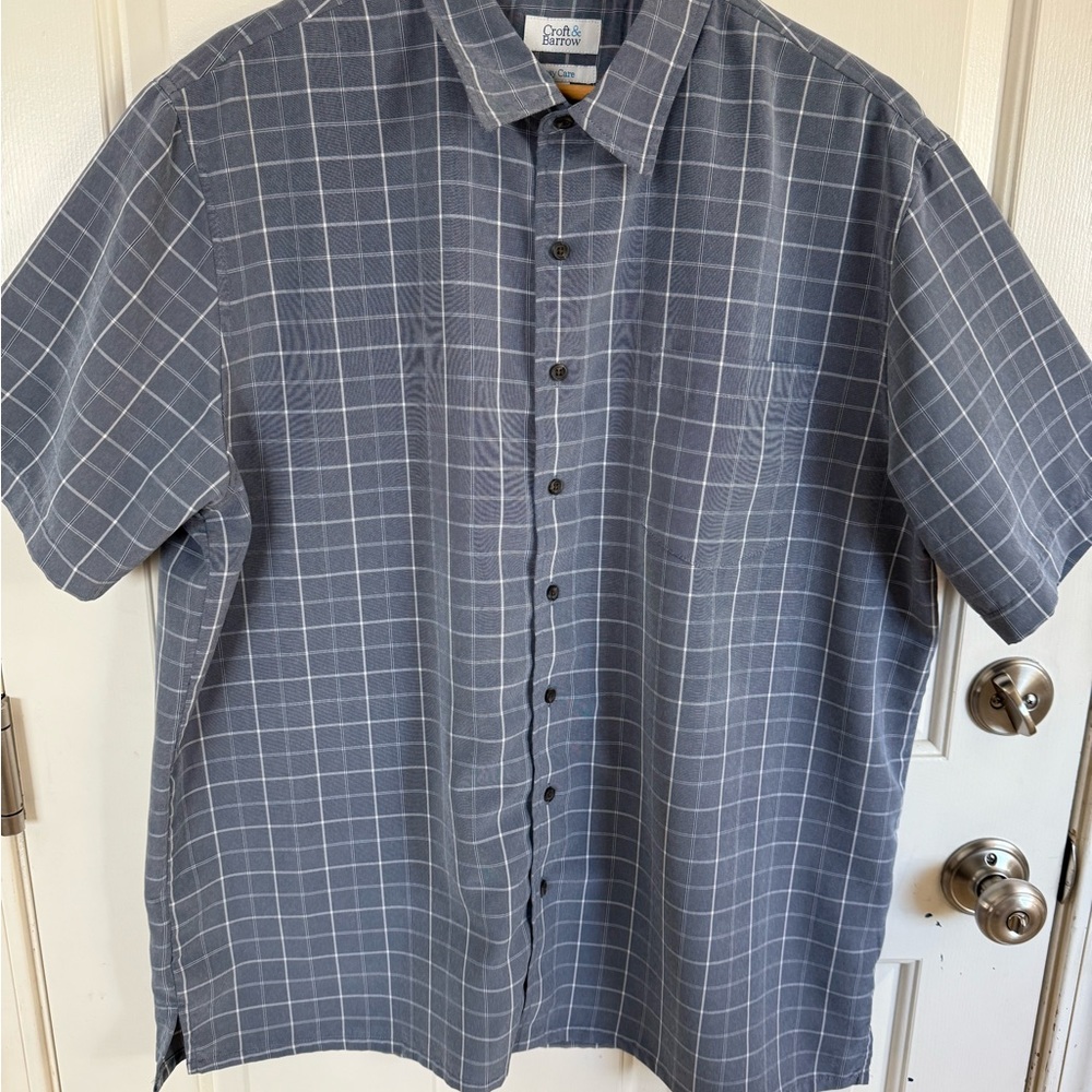Croft & Barrow Men's Gray Checkered Shirt Size XL
